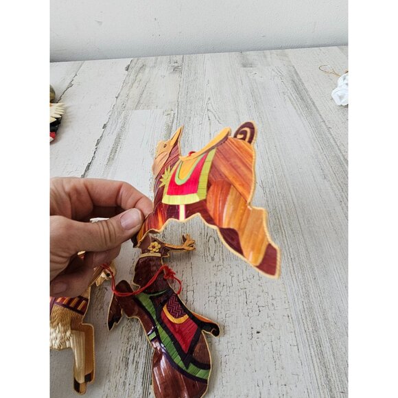 Vintage wooden rabbit deer goat pig ornament bamboo bunny unique axis tree - Picture 12 of 13